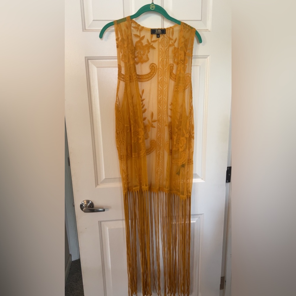 Western style mustard lace cover up
